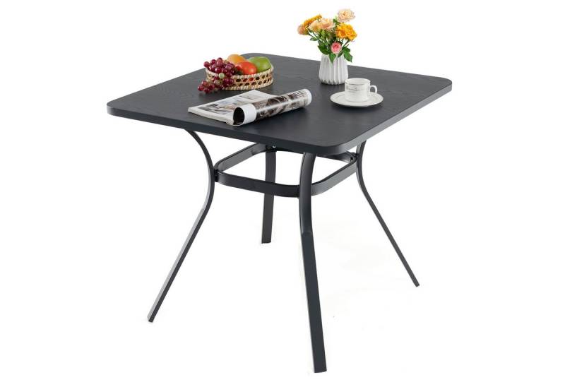 KOMFOTTEU Gartentisch, Balkontisch mit Tischplatte in Holzoptik, 80 x 80 x 73 cm von KOMFOTTEU