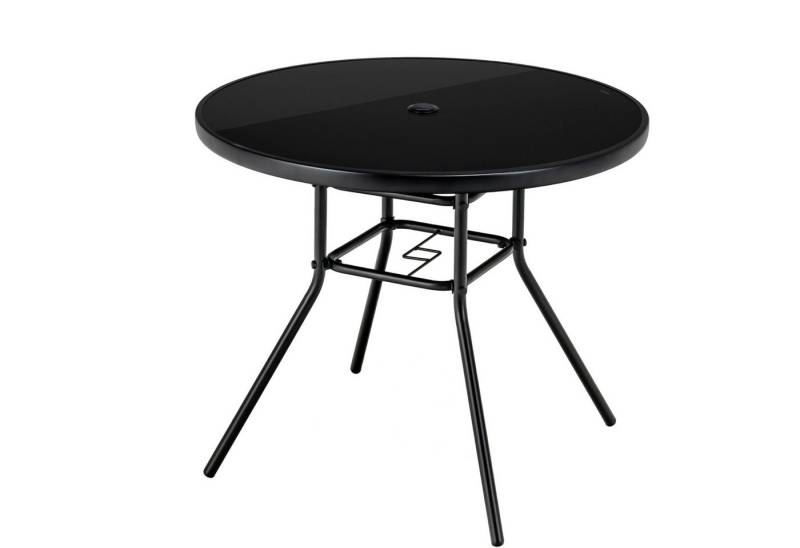 KOMFOTTEU Gartentisch, Beistelltisch mit Glasplatt & 3,5cm Schirmloch von KOMFOTTEU