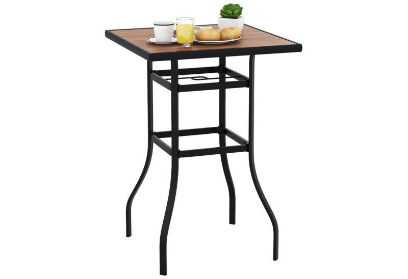 KOMFOTTEU Gartentisch, mit 39mm Schirmloch & Tischplatte in Holzoptik von KOMFOTTEU