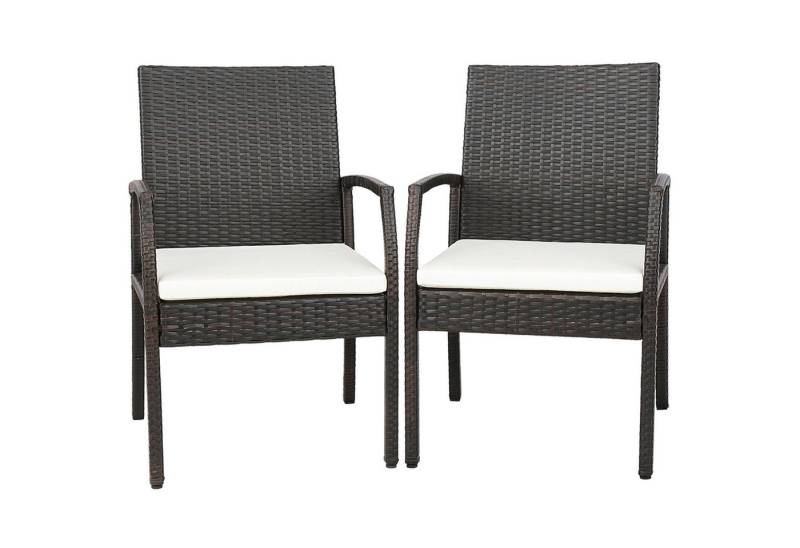 KOMFOTTEU Gartentisch (2er-Set), Terrassenstuhl aus PE-Rattan mit Kissen von KOMFOTTEU