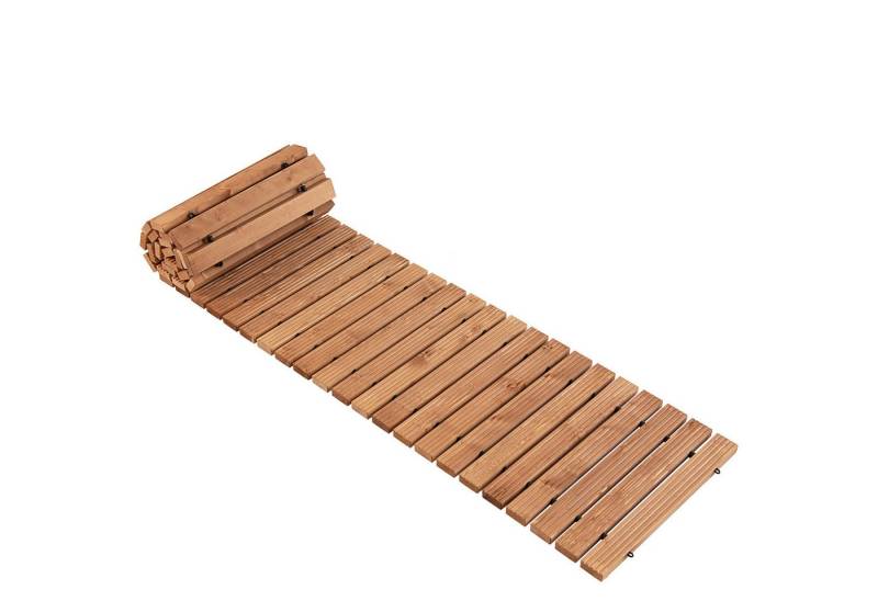 KOMFOTTEU Gartenzwerg wetterbeständiger gerader Gehweg, 2,4 m Langer Gartenweg aus Holz(Klein) von KOMFOTTEU