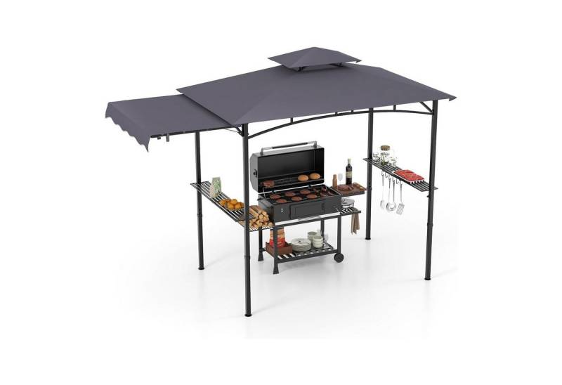 KOMFOTTEU Grillpavillon, mit Doppeldach & Seitenmarkise von KOMFOTTEU
