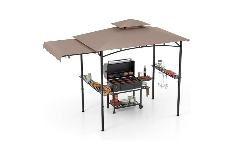 KOMFOTTEU Grillpavillon, mit Doppeldach & Seitenmarkise von KOMFOTTEU