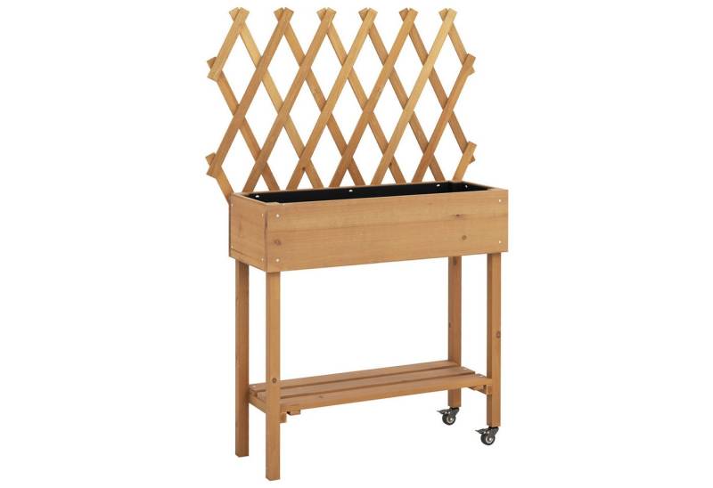 KOMFOTTEU Hochbeet, mit Rankgitter, Rollen & Abflusslöcher, 90 x 29 x 129 cm von KOMFOTTEU