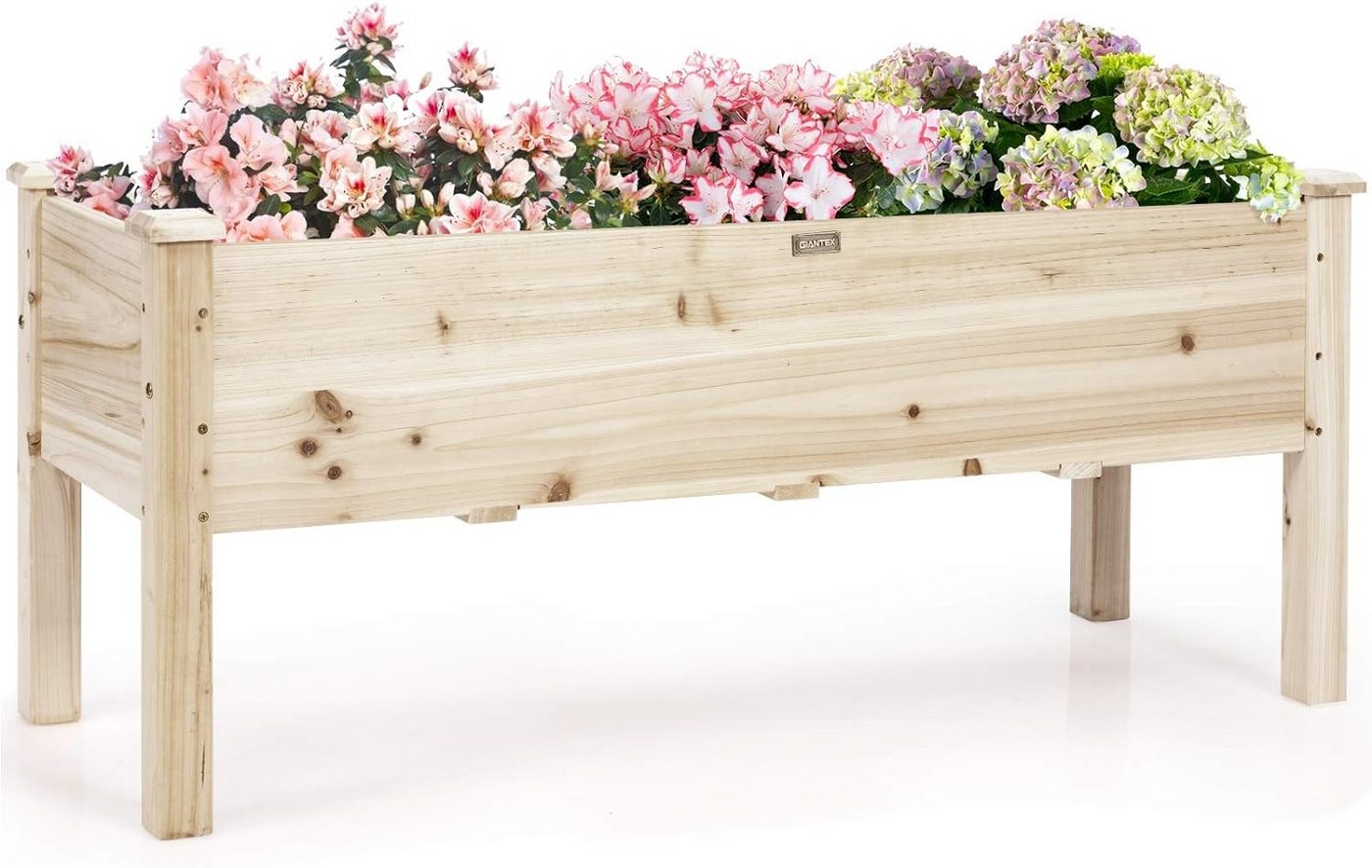 KOMFOTTEU Hochbett Pflanzenübel mit Ablage, 120 × 43,5 × 51 cm von KOMFOTTEU