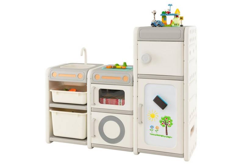 KOMFOTTEU Kinderregal Spielzeugregal, mit 4 Schränke & 2 Boxen von KOMFOTTEU