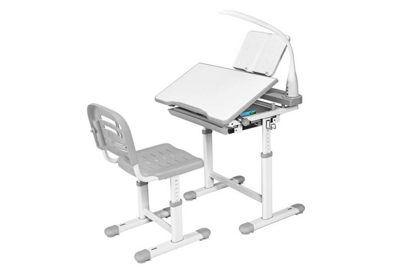 KOMFOTTEU Kinderschreibtisch höhenverstellbar (Set), mit Stuhl & Lampe von KOMFOTTEU