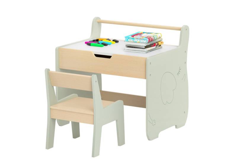 KOMFOTTEU Kindersitzgruppe, 3 in 1 Kindertisch mit Stuhl, aus Holz von KOMFOTTEU