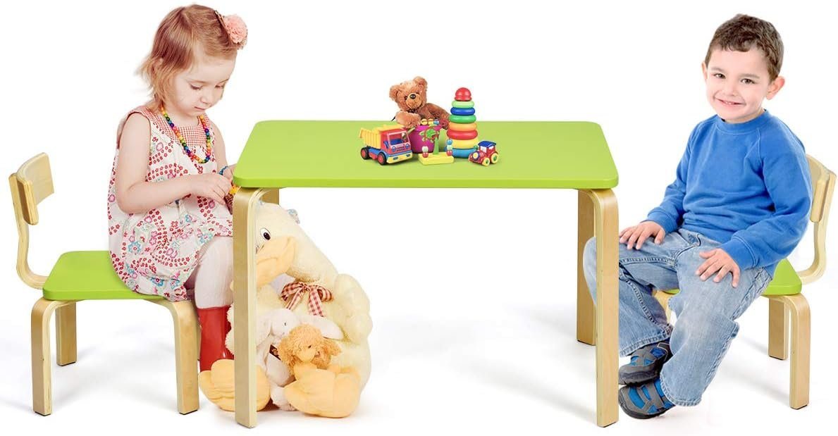 KOMFOTTEU Kindersitzgruppe, mit 1 Kindertisch und 2 Stühle, aus Holz von KOMFOTTEU