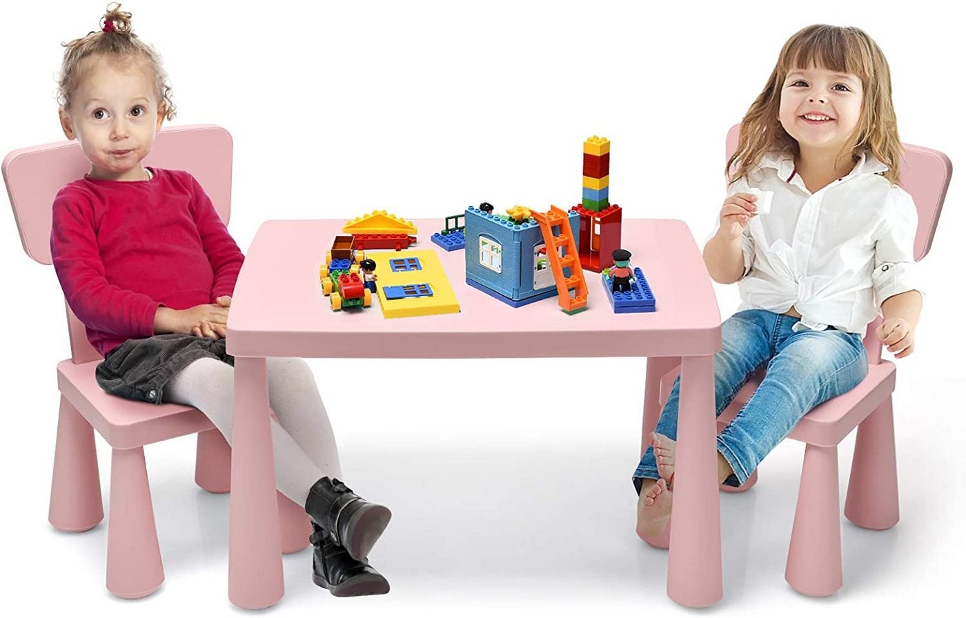 KOMFOTTEU Kindersitzgruppe Kindertisch mit 2 Stühlen, (Set), aus Kunststoff von KOMFOTTEU