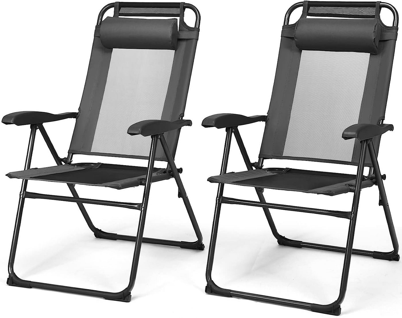 KOMFOTTEU Klappstuhl Faltbare Terrassenstühle (2er Set), mit 7-Fach Verstellbarer Rückenlehne von KOMFOTTEU