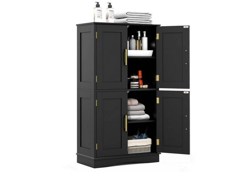 KOMFOTTEU Kommode, Badschrank mit 4 Türen, 2 verstellbare & abnehmbare Regale von KOMFOTTEU