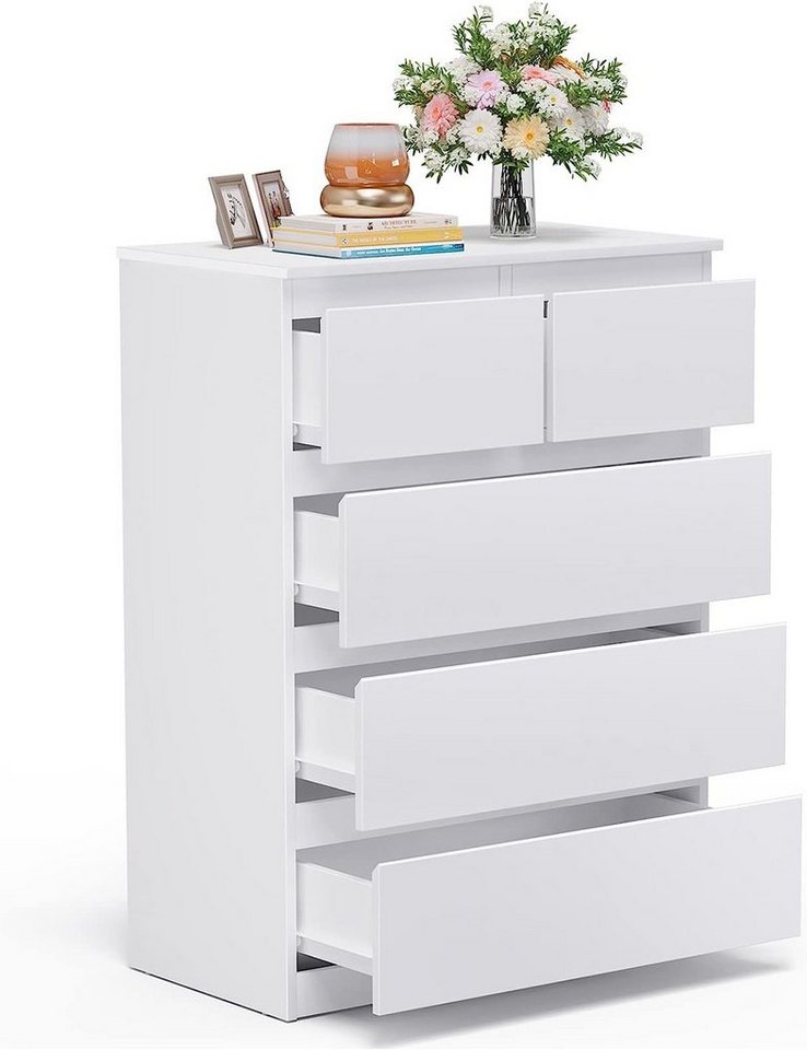 KOMFOTTEU Kommode Sideboard, mit 5 Schubladen, 75 × 42 × 104 cm von KOMFOTTEU