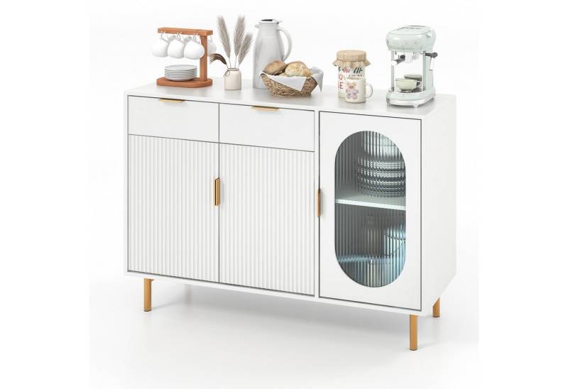 KOMFOTTEU Küchenbuffet Sideboard Küchenschrank, Glastür & Metallbeinen von KOMFOTTEU