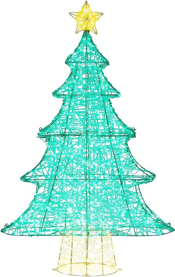 KOMFOTTEU Künstlicher Weihnachtsbaum LED, mit Spitzenstern & 520 warmweißen Lichtern, 122 cm von KOMFOTTEU