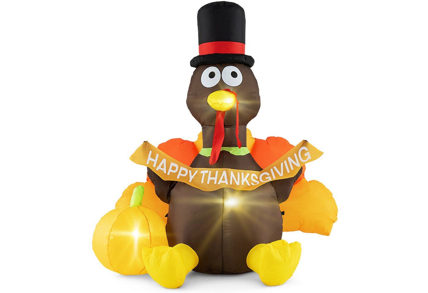 KOMFOTTEU LED-Dekofigur, aufblasbarer Truthahn mit Kürbis, Pilgermütze KOMFOTTEU LED-Dekofigur, aufblasbarer Truthahn mit Kürbis, Pilgermütze von KOMFOTTEU