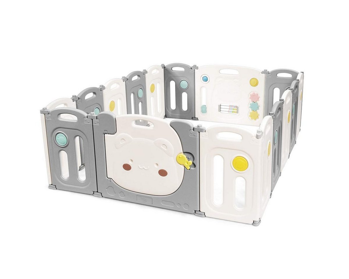 KOMFOTTEU Laufstall Baby (16-tlg), mit Tür Beleuchtung und Spielzeug von KOMFOTTEU