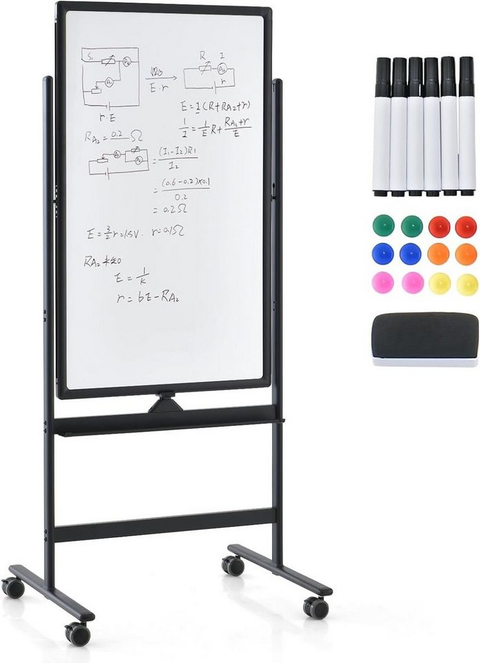 KOMFOTTEU Magnettafel doppelseitiges Whiteboard, mit Ständer, 120 x 80cm von KOMFOTTEU