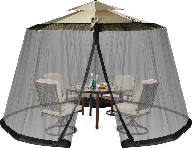 KOMFOTTEU Moskitonetz Terrassenschirm-Netz, verstellbares Insektenschutznetz für 8–10 von KOMFOTTEU