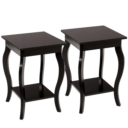 KOMFOTTEU Nachttisch mit Schublade, Kleiner Beistelltisch aus Holz, moderner Nachtschrank für Wohnzimmer Schlafzimmer 40x40x60 cm (2, Braun) von KOMFOTTEU