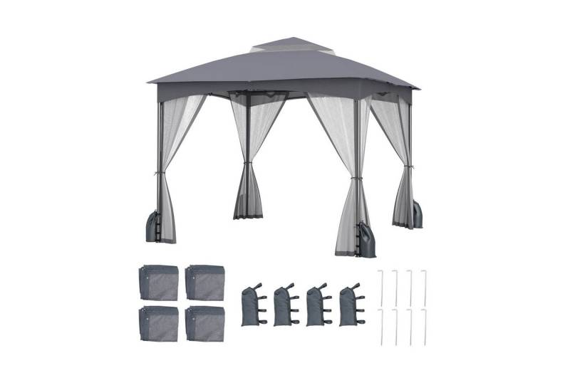KOMFOTTEU Pavillon, Gartenpavillon mit Netzseitenwänden, Doppeldach von KOMFOTTEU