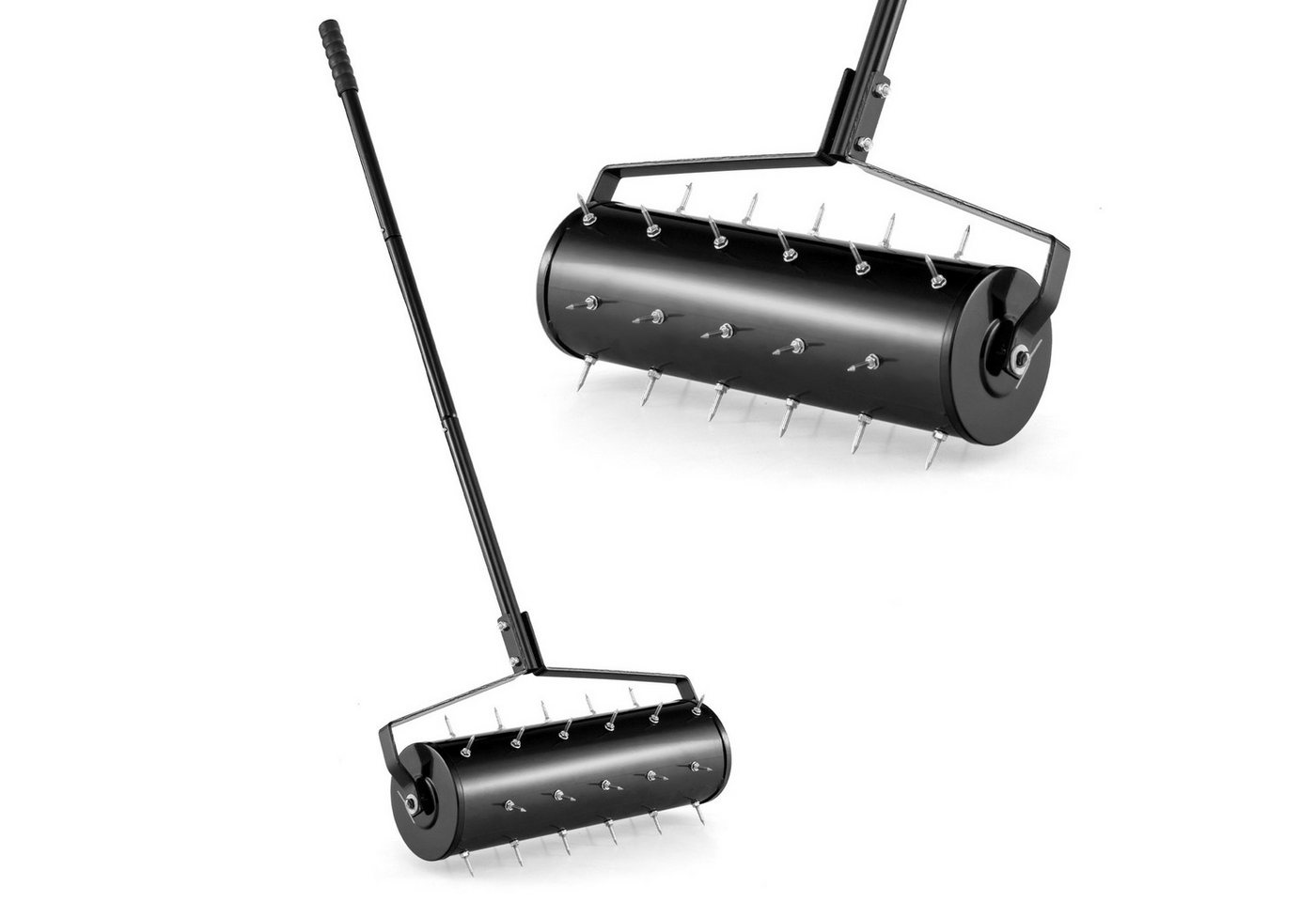 KOMFOTTEU Rasenlüfter, rollender Aerifizierer, Handvertikutierer mit Stiel & 3,4cm Nägeln von KOMFOTTEU