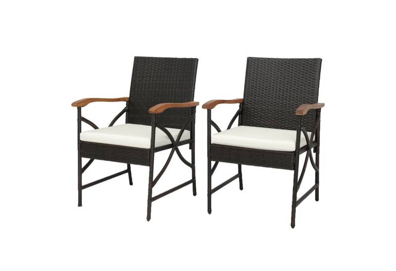 KOMFOTTEU Rattanstuhl (2er Set), Gartenmöbel mit verdicktes Kissen von KOMFOTTEU
