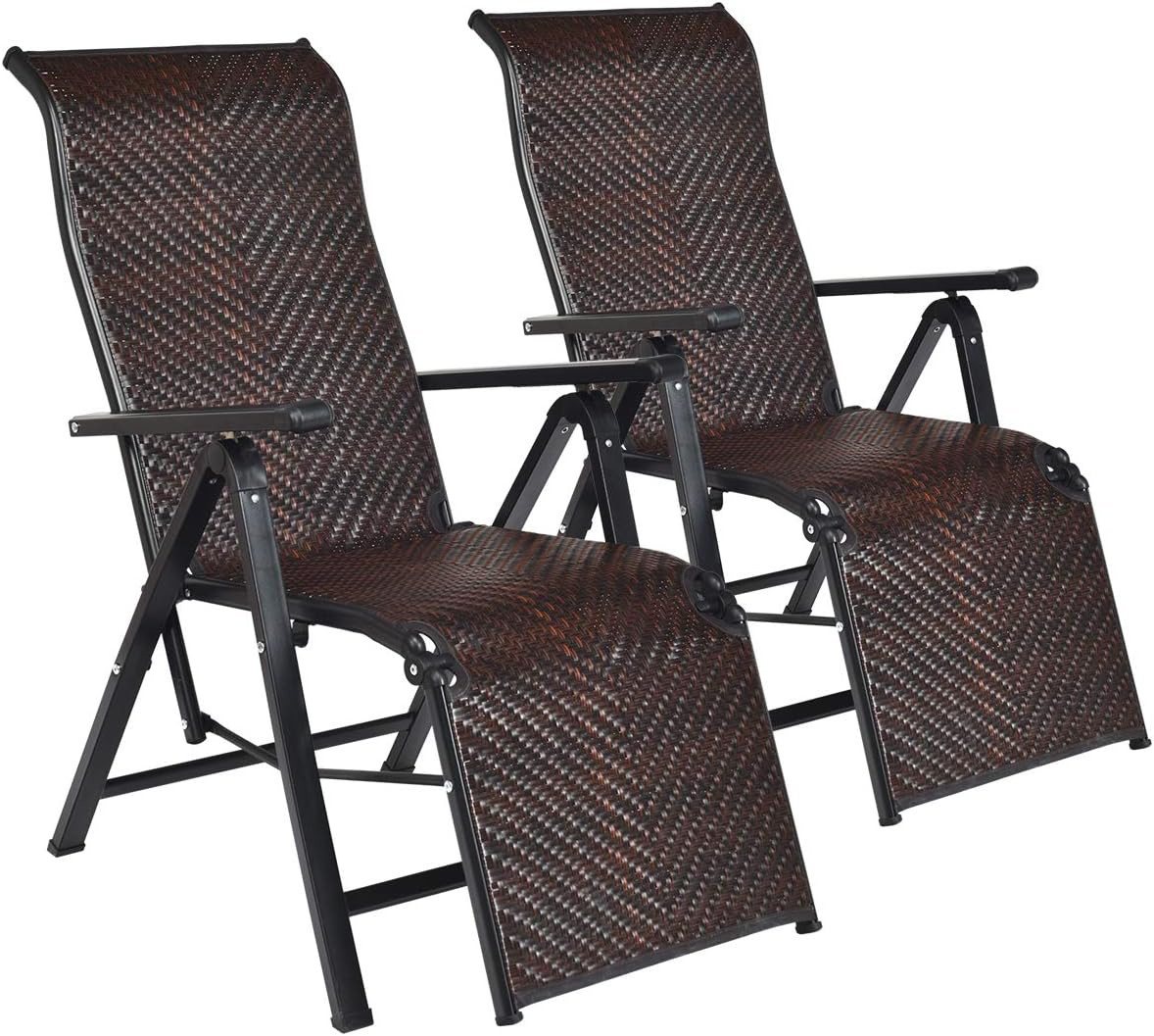KOMFOTTEU Rattanstuhl Freizeitstuhl (2 St), Klappsessel aus PE-Rattan,verstellbarer Rückenlehne von KOMFOTTEU