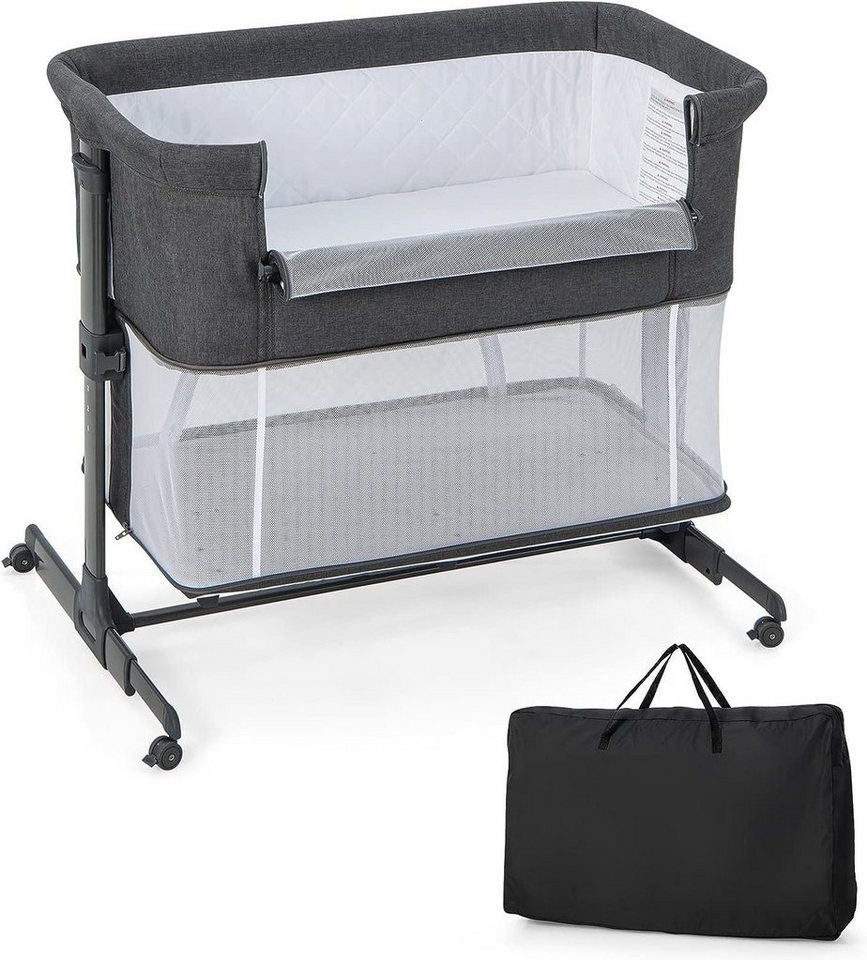 KOMFOTTEU Reisebett Kinderbett höhenverstellbar, für Baby von 0-6 Monaten bis zu 9kg von KOMFOTTEU