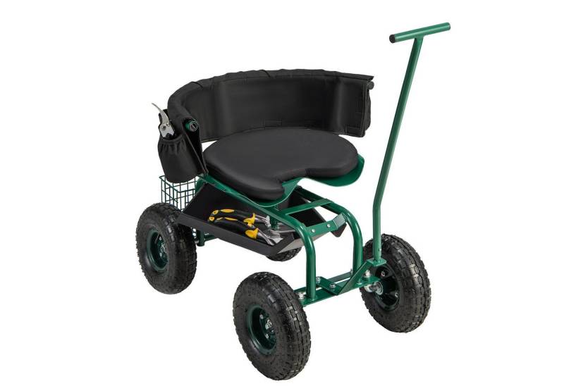 KOMFOTTEU Rollsitz, Gartenwagen, Stauraum für Werkzeug & 2 Lenkgriffen von KOMFOTTEU