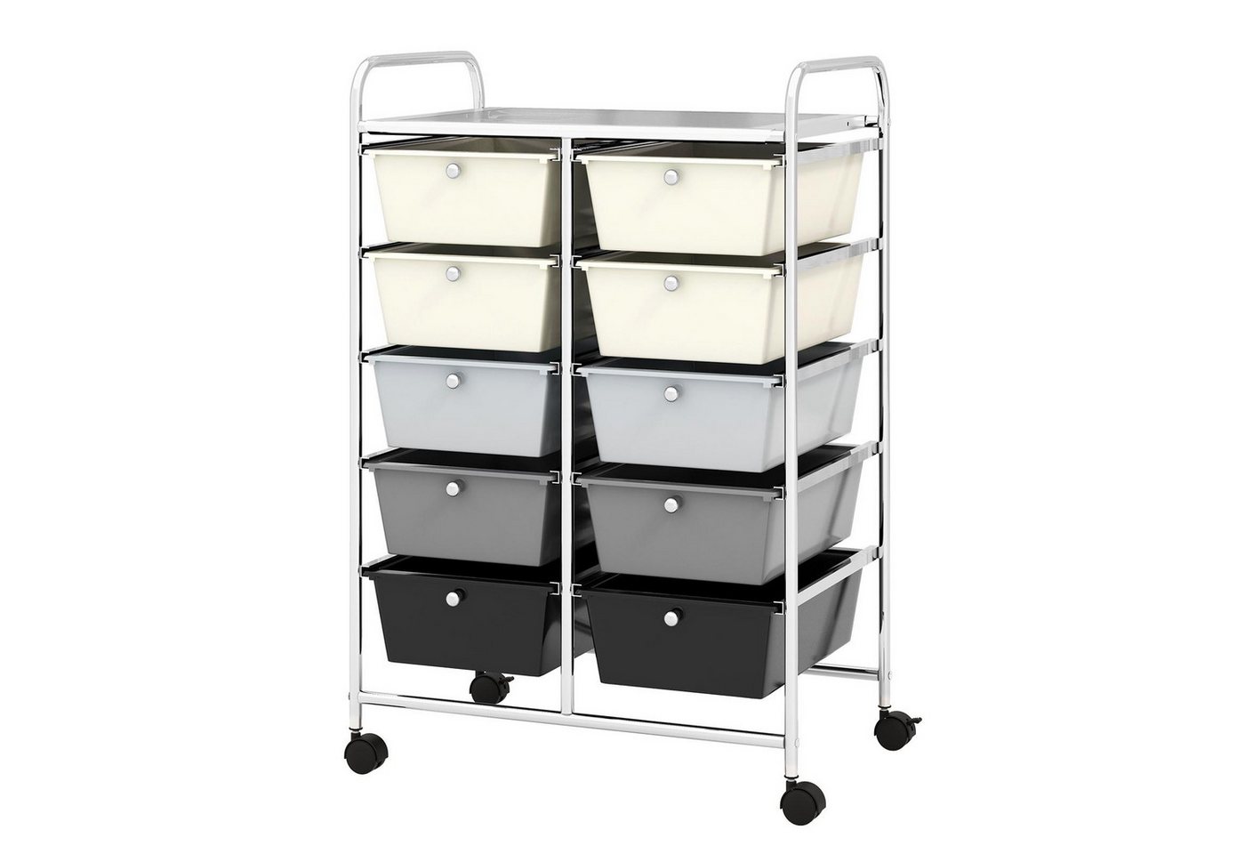 KOMFOTTEU Rollwagen Rollcontainer, mit 10 Schubladen stapelbar, 65,5 x 37 x 87 cm von KOMFOTTEU