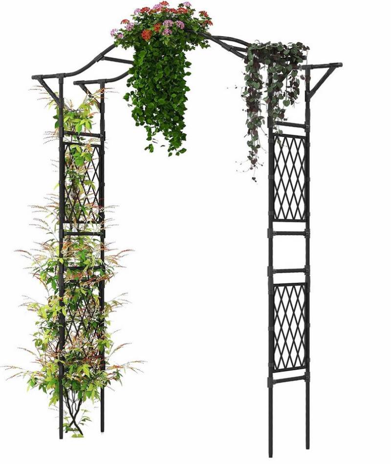 KOMFOTTEU Rosenbogen Gartenbogen Torbogen, mit Rankgitter, 170 x 39 x 210 cm, Schwarz von KOMFOTTEU