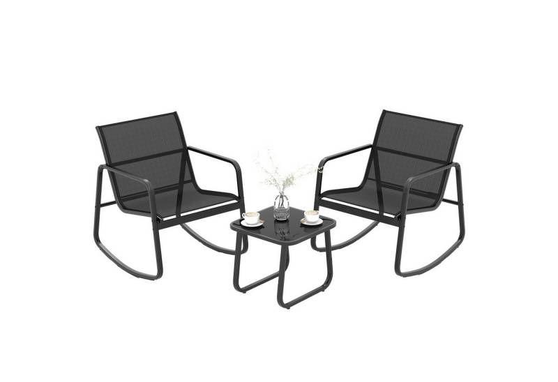 KOMFOTTEU Schaukelstuhl Gartenmöbel (Set, 3 St), aus Metall & Textilgewebe von KOMFOTTEU