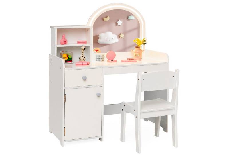 KOMFOTTEU Schminktisch, mit Stuhl, Spiegel & zweifarbigen LED-Lichtern KOMFOTTEU Schminktisch, mit Stuhl, Spiegel & zweifarbigen LED-Lichtern von KOMFOTTEU