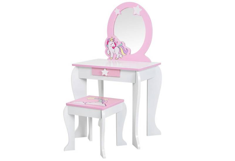 KOMFOTTEU Schminktisch Frisiertisch (Set), mit Hocker, für Mädchen von 3-7 Jahren von KOMFOTTEU