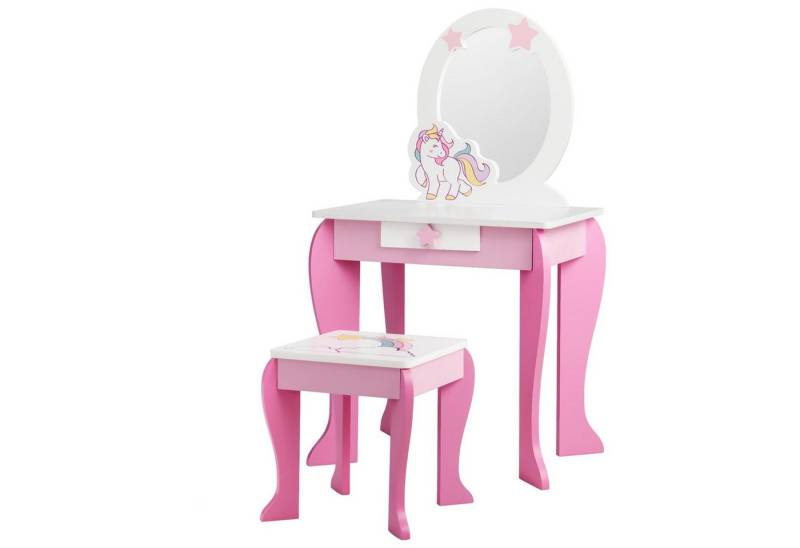 KOMFOTTEU Schminktisch Frisiertisch (Set), mit Hocker, für Mädchen von 3-7 Jahren von KOMFOTTEU