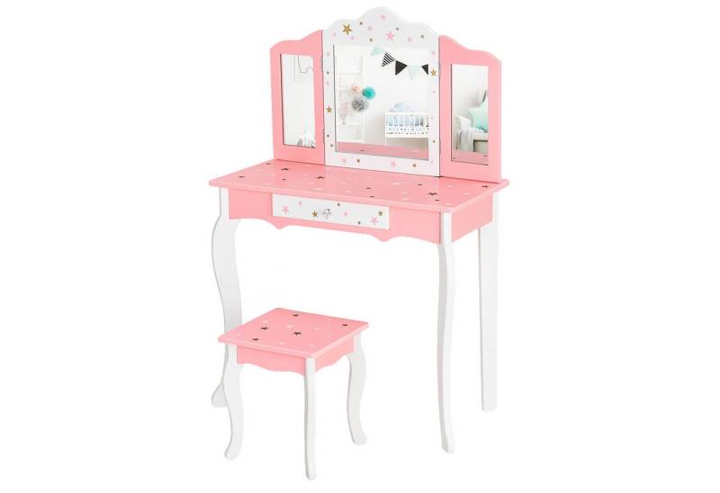 KOMFOTTEU Schminktisch Kinder, mit Hocker & abnehmbarem Klappspiegel KOMFOTTEU Schminktisch Kinder, mit Hocker & abnehmbarem Klappspiegel von KOMFOTTEU