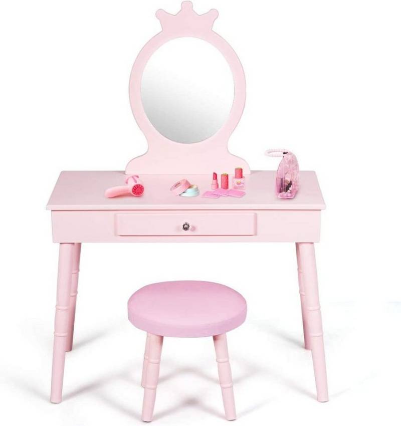 KOMFOTTEU Schminktisch Mädchen Frisiertisch, mit Hocker, mit Spiegel, mit Schublade KOMFOTTEU Schminktisch Mädchen Frisiertisch, mit Hocker, mit Spiegel, mit Schublade von KOMFOTTEU