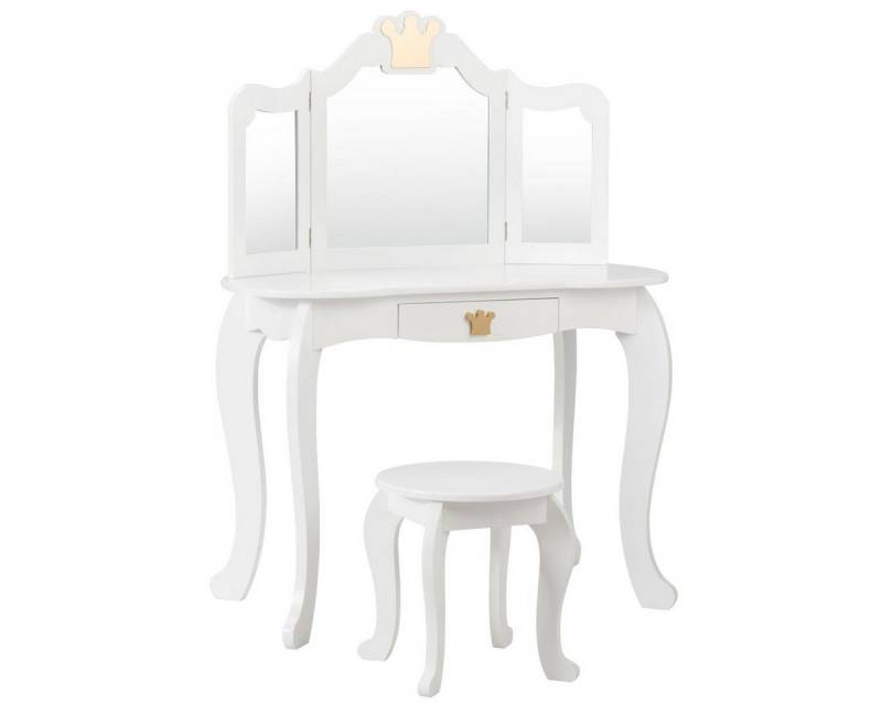 KOMFOTTEU Schminktisch mit dreifach klappbaren Spiegel, Frisiertisch von KOMFOTTEU