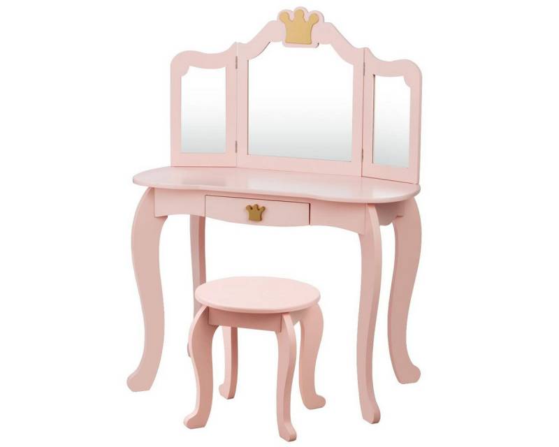 KOMFOTTEU Schminktisch mit dreifach klappbaren Spiegel, Frisiertisch von KOMFOTTEU