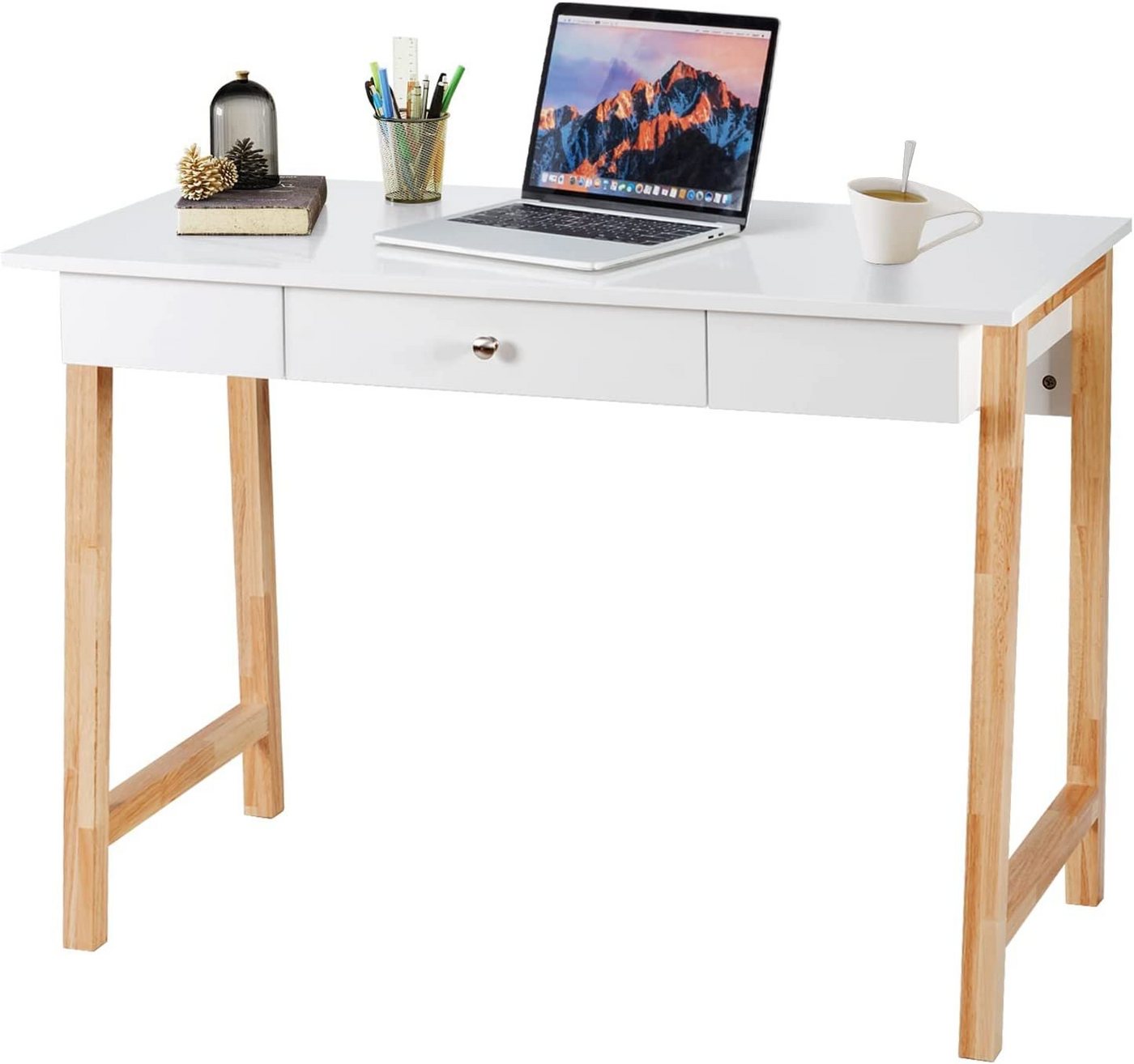 KOMFOTTEU Schreibtisch Arbeitstisch, mit Schublade, Belastbar bis 50 kg von KOMFOTTEU