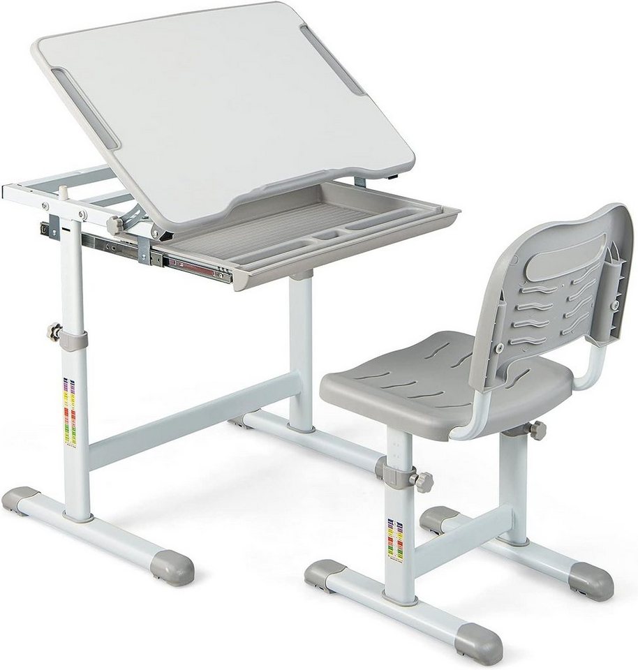 KOMFOTTEU Schreibtisch mit Stuhl (Set), höhenverstellbare & neigbare Tischplatte von KOMFOTTEU