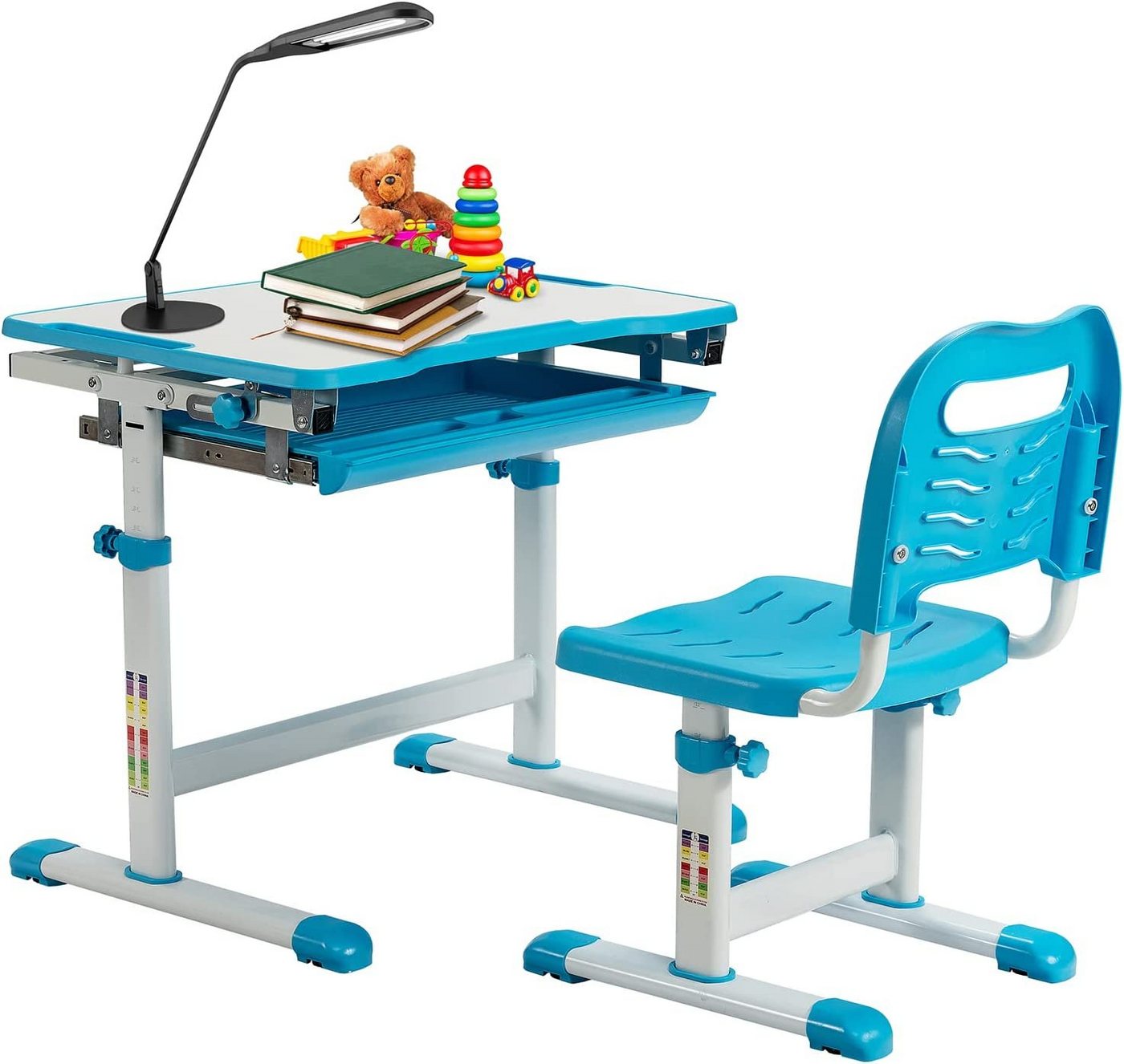 KOMFOTTEU Schreibtisch mit Stuhl (Set), höhenverstellbare & neigbare Tischplatte von KOMFOTTEU