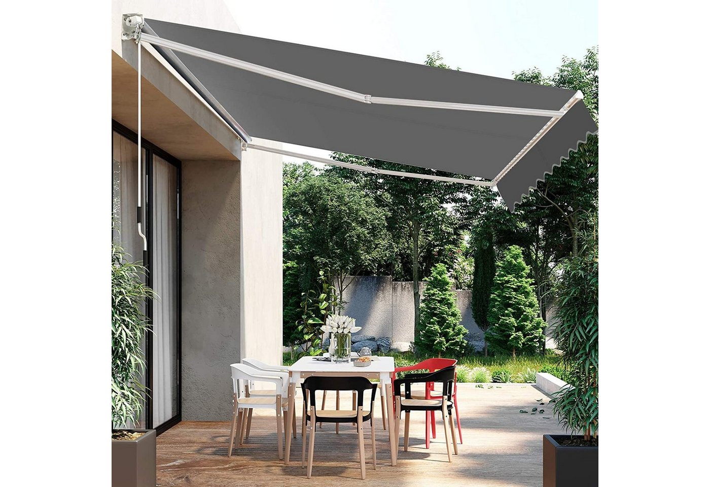 KOMFOTTEU Schutzdach Gelenkarmmarkise für Sonnenschutz & Regenschutz, aus Aluminium, 245x250 cm von KOMFOTTEU