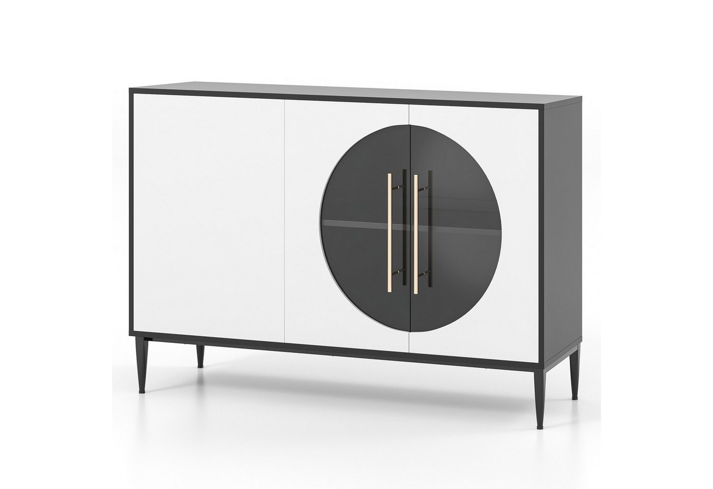 KOMFOTTEU Sideboard, Buffetschrank mit Glastüren, 120 x 35 x 80 cm von KOMFOTTEU