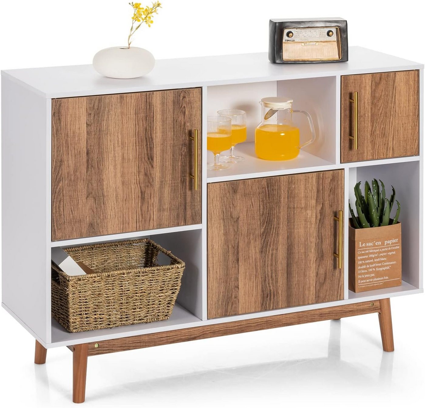 KOMFOTTEU Sideboard Küchenschrank, 95 × 31 × 76 cm von KOMFOTTEU