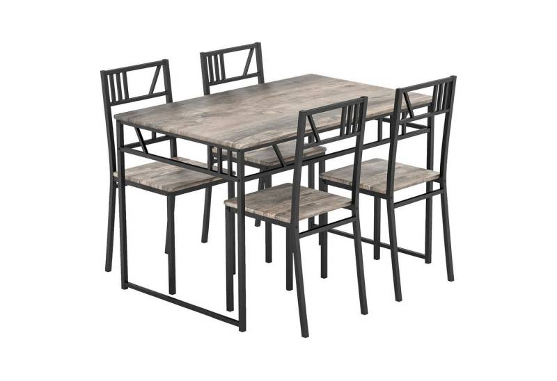 KOMFOTTEU Sitzgruppe Esstisch Industriedesign, (Set, 5-tlg), mit 4 Stühlen von KOMFOTTEU