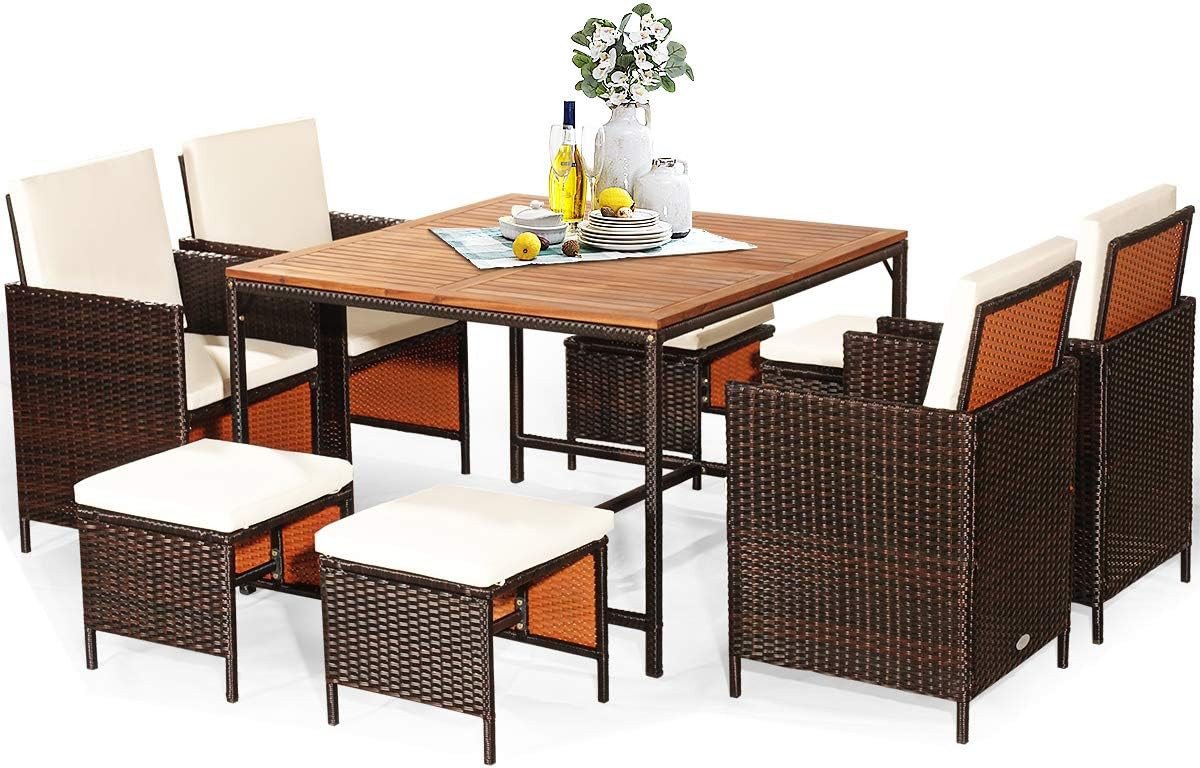 KOMFOTTEU Sitzgruppe Gartenmöbel, (Set, 9-tlg), aus Rattan von KOMFOTTEU