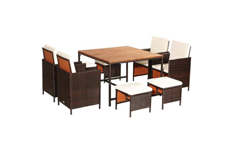KOMFOTTEU Sitzgruppe Gartenmöbel, (Set, 9-tlg), aus Rattan von KOMFOTTEU