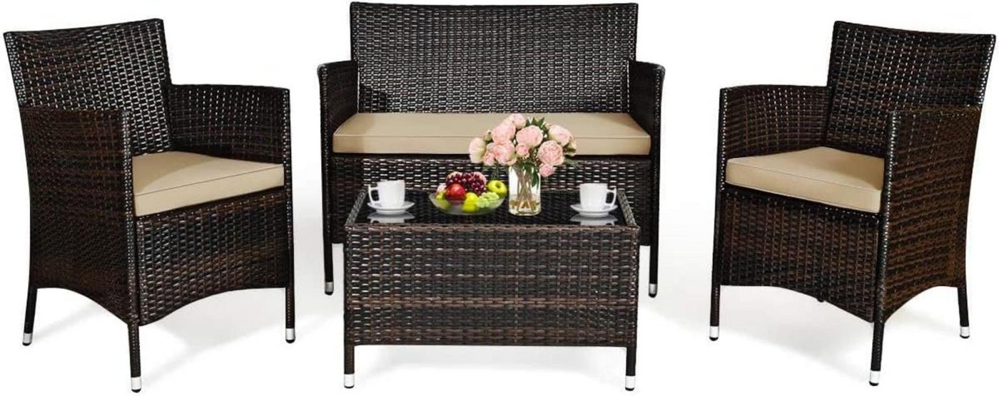 KOMFOTTEU Sitzgruppe Möbel-Set, (4-tlg), Rattan-Sofas von KOMFOTTEU